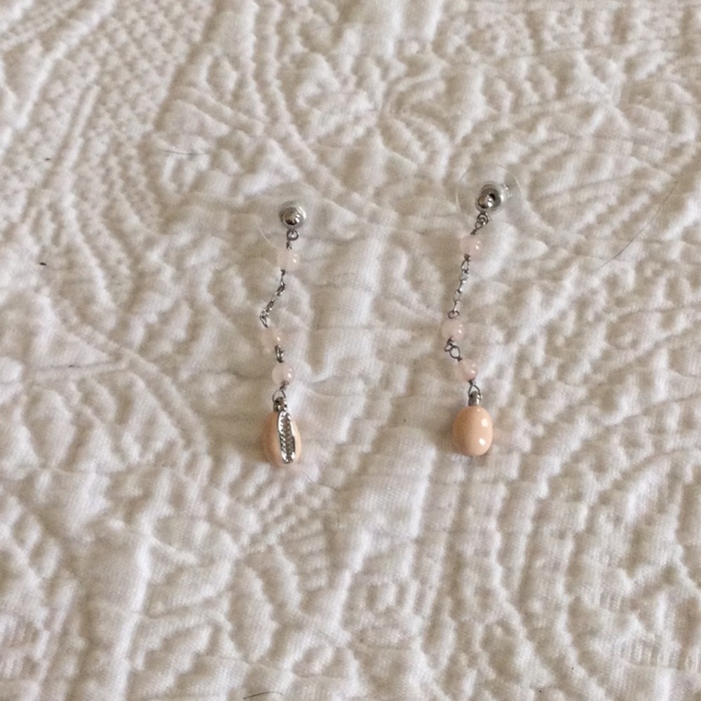 Delicate Pink Bead Drop Earrings